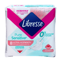 Прокладки "Libresse" ультра нормал Pure sensitiv (8 шт.упак) Прокладки "Libresse" ультра нормал Pure sensitiv (8 шт.упак)