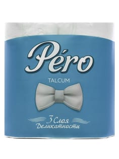 Туалетная бумага 3-х/трехслойная "PERO" БЕЛАЯ (4 шт.упак), TALCUM Туалетная бумага 3-х/трехслойная "PERO" БЕЛАЯ (4 шт.упак), TALCUM