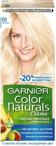 Крем-краска для волос "Garnier" Color Naturals, E0 Деколорант Крем-краска для волос "Garnier" Color Naturals, E0 Деколорант