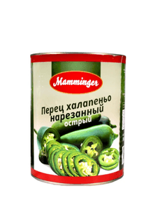 Перец Халапеньо зеленый слайсами Ж/Б Mamminger 3300мл. Перец Халапеньо зеленый слайсами Ж/Б Mamminger 3300мл.