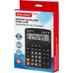 Калькулятор настольный большой BRAUBERG EXTRA-12-BK, 206*155 мм Черный, 12 разрядов Калькулятор настольный большой BRAUBERG EXTRA-12-BK, 206*155 мм Черный, 12 разрядов