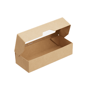 Контейнер бумажный на вынос 500 мл 170*70*40 мм OneBox Крафт, с окном 1ЕА Контейнер бумажный на вынос 500 мл 170*70*40 мм OneBox Крафт, с окном 1ЕА