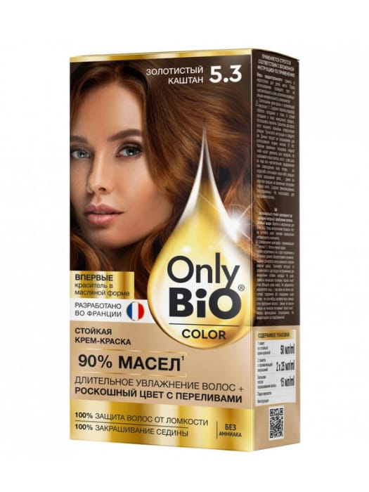 Крем-краска для волос "Only Bio Color", 5.3 Золотистый каштан Крем-краска для волос "Only Bio Color", 5.3 Золотистый каштан
