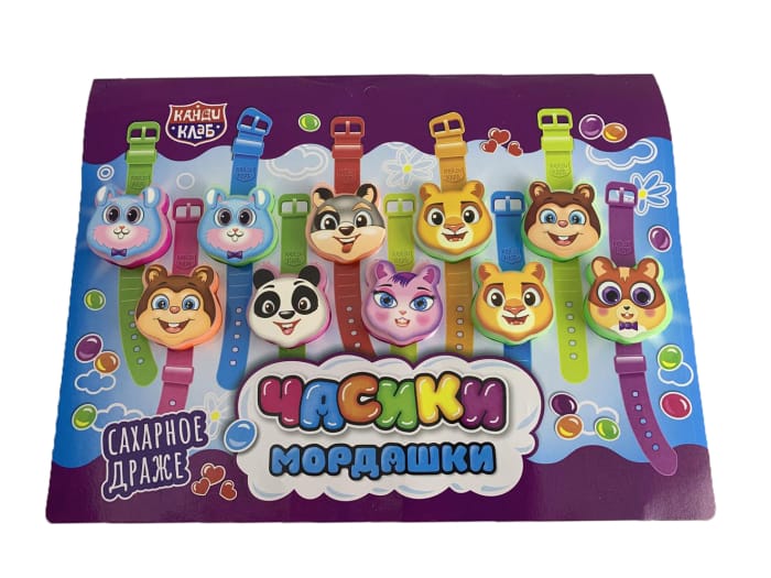 Драже сахарное "Часики-мордашки" 3г (20 шт.упак) Драже сахарное "Часики-мордашки" 3г (20 шт.упак)