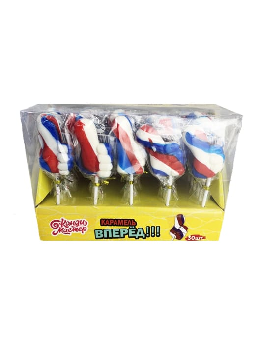 Карамель на палочке "ВПЕРЕД!!!" 15г (30 шт.упак) Карамель на палочке "ВПЕРЕД!!!" 15г (30 шт.упак)
