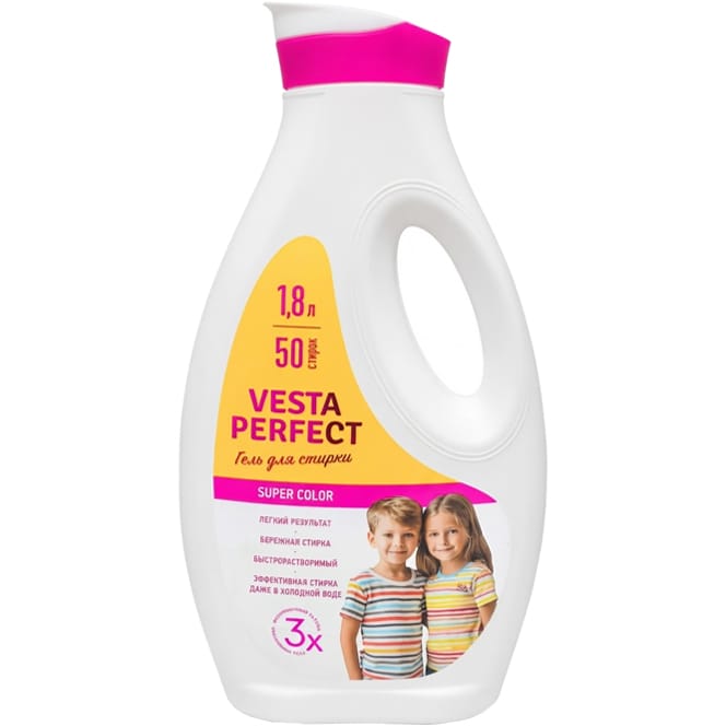Гель для стирки 1,8 л "Vesta" PERFECT, Super Color Гель для стирки 1,8 л "Vesta" PERFECT, Super Color