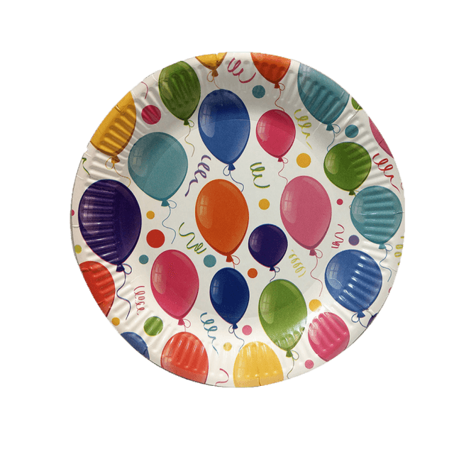 Набор тарелок бумажных D-230 мм "Воздушные шарики" (6 шт.упак), Белый