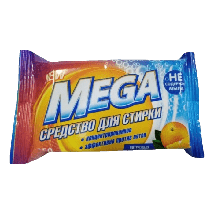 Средство для стирки 150 г твердое "Mega", Цитрусовая Свежесть Средство для стирки 150 г твердое "Mega", Цитрусовая Свежесть
