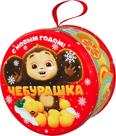 Туба/Металлическая банка НГ 900 гр Сюрприз Чебурашка для конфет Туба/Металлическая банка НГ 900 гр Сюрприз Чебурашка для конфет