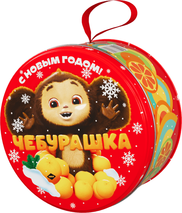 Туба/Металлическая банка 900 гр Сюрприз Чебурашка для конфет