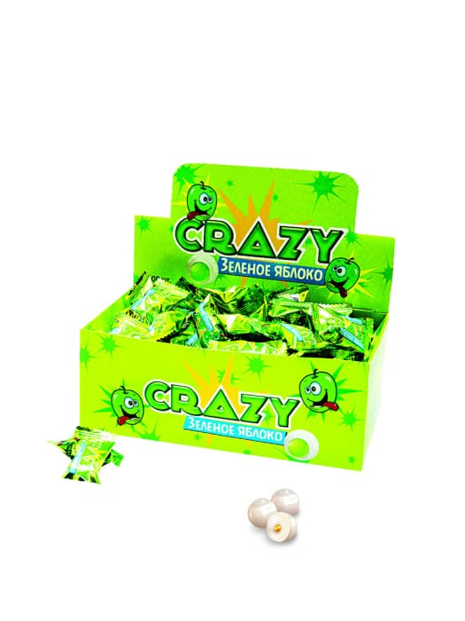 Жевательная резинка "CRAZY" Зеленое яблоко 4,2г (100 шт.упак) Жевательная резинка "CRAZY" Зеленое яблоко 4,2г (100 шт.упак)