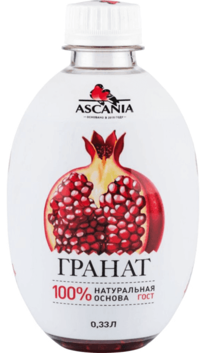 Лимонад "Ascania" 0,33л ПЭТ Безалкольный напиток, Гранат