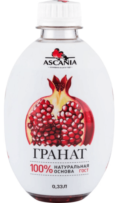 Лимонад 0,33 л "Ascania" ПЭТ Безалкольный напиток, Гранат