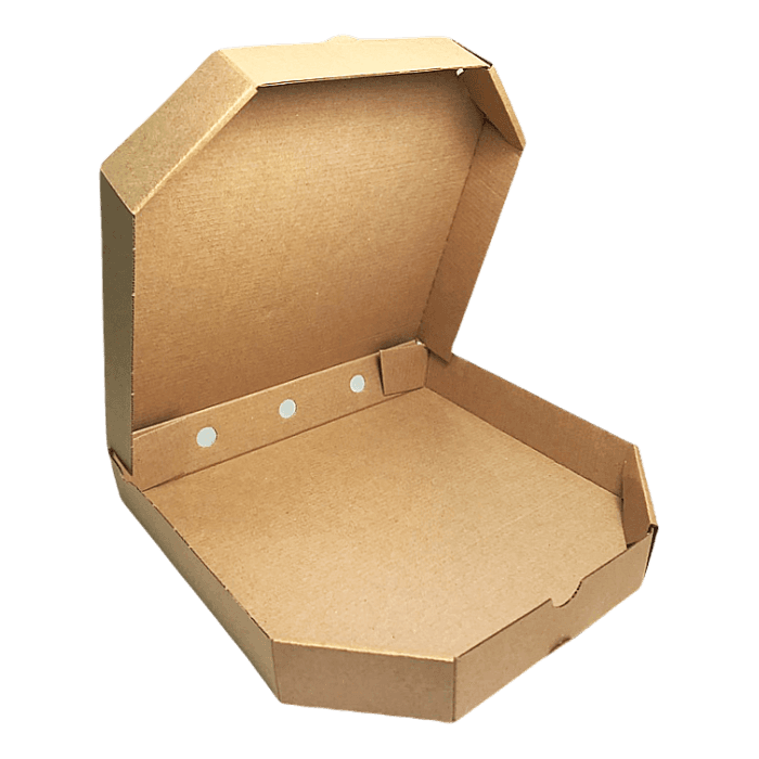 Коробка под пиццу 250*250*40 БУРАЯ, с надписью "Самая вкусная" со скошенными углами