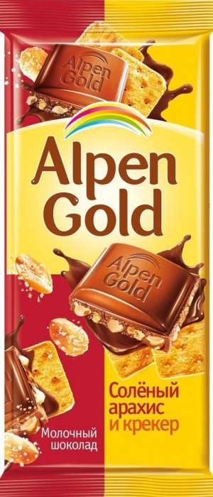 Шоколад "Alpen Gold" 85г, соленый арахис и крекер