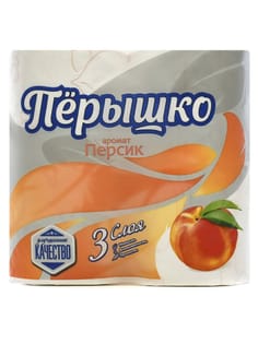 Туалетная бумага 3-х/трехслойная "Перышко" с запахом (4 шт.упак), Персик Туалетная бумага 3-х/трехслойная "Перышко" с запахом (4 шт.упак), Персик