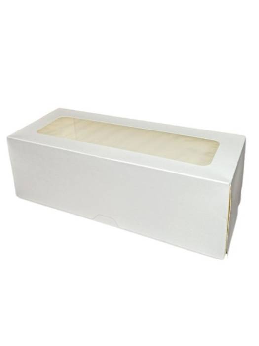 Упаковка бумажная с ложементом для роллов ForGenika CAKE ROLL I Window White 300*120*100