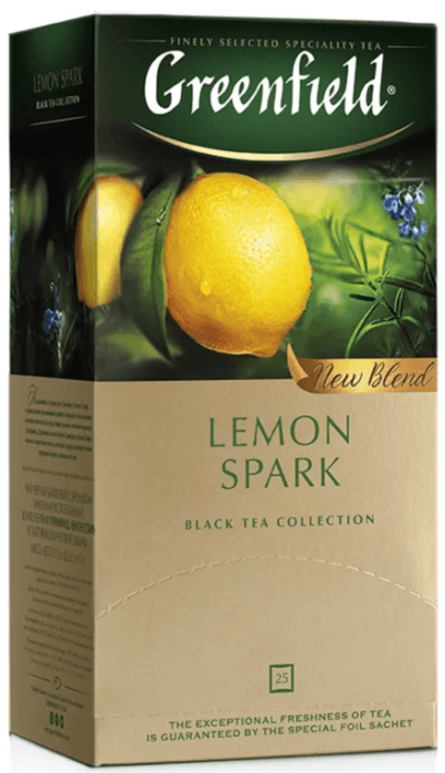 Чай 25 пакетиков, "Greenfield", LEMON SPARK/Черный/Лимон
