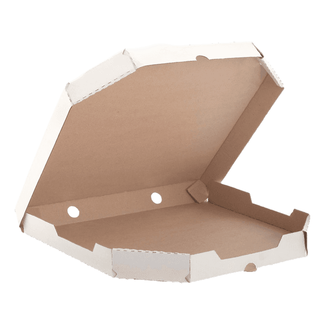 Коробка под пиццу 310*310*40 БЕЛАЯ, Т-11/Профиль Е ТРАПЕЦИЯ, со скошенными углами