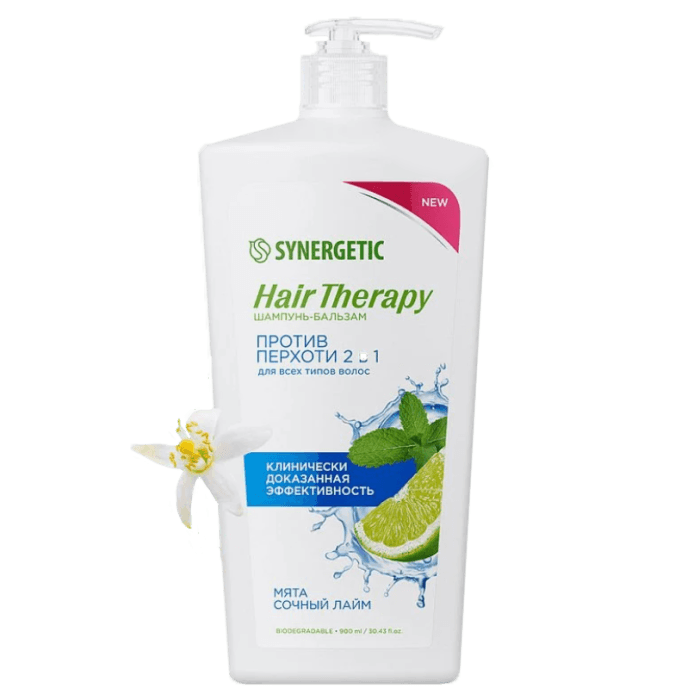 Шампунь-бальзам 900 мл SYNERGETIC Hair therapy, Против перхоти 2 в 1 Шампунь-бальзам 900 мл SYNERGETIC Hair therapy, Против перхоти 2 в 1