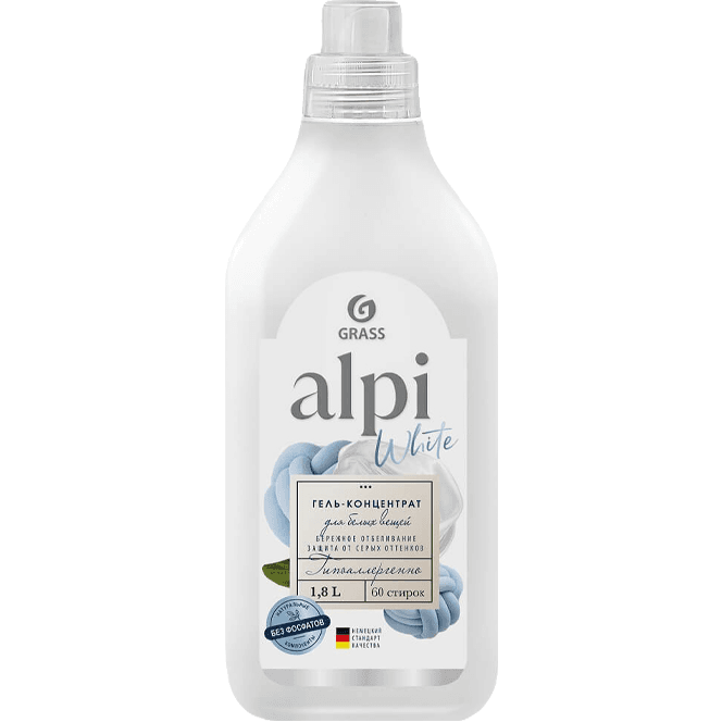 Концентрированное жидкое средство/гель для стирки "ALPI" 1,8 л GRASS, Белый Концентрированное жидкое средство/гель для стирки "ALPI" 1,8 л GRASS, Белый