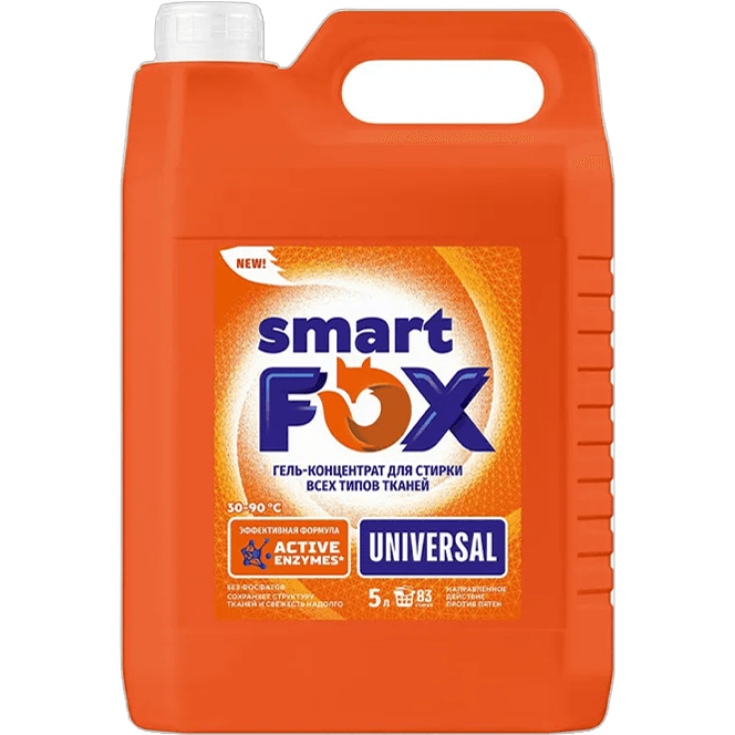 Гель-концентрат для стирки белья 5 л SMART FOX, Универсал/UNIVERSAL Гель-концентрат для стирки белья 5 л SMART FOX, Универсал/UNIVERSAL