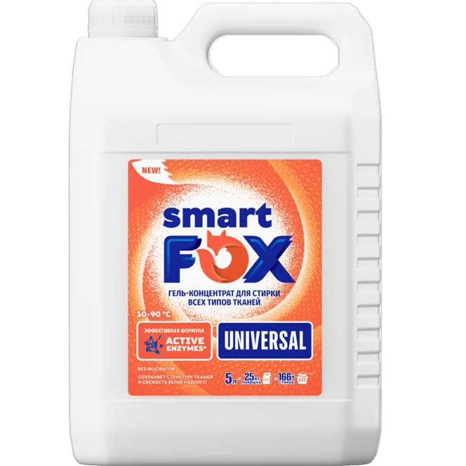Гель-концентрат для стирки белья 5 л SMART FOX, Универсал/UNIVERSAL Гель-концентрат для стирки белья 5 л SMART FOX, Универсал/UNIVERSAL