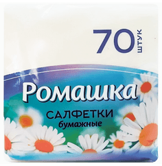 Салфетка бумажная 1/однослойная "Ромашка" белая, 70 листов пач. (56 пач.упак) Салфетка бумажная 1/однослойная "Ромашка" белая, 70 листов пач. (56 пач.упак)