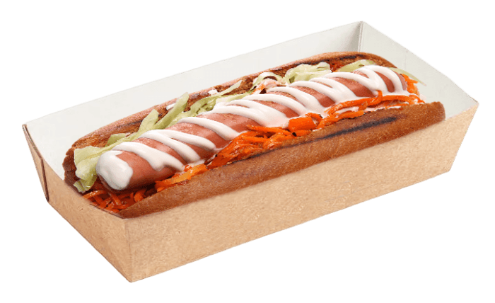 Упаковка бумажная для гамбургера, фри, чиабатты 50*70*100 мм ECO Tray Упаковка бумажная для гамбургера, фри, чиабатты 50*70*100 мм ECO Tray