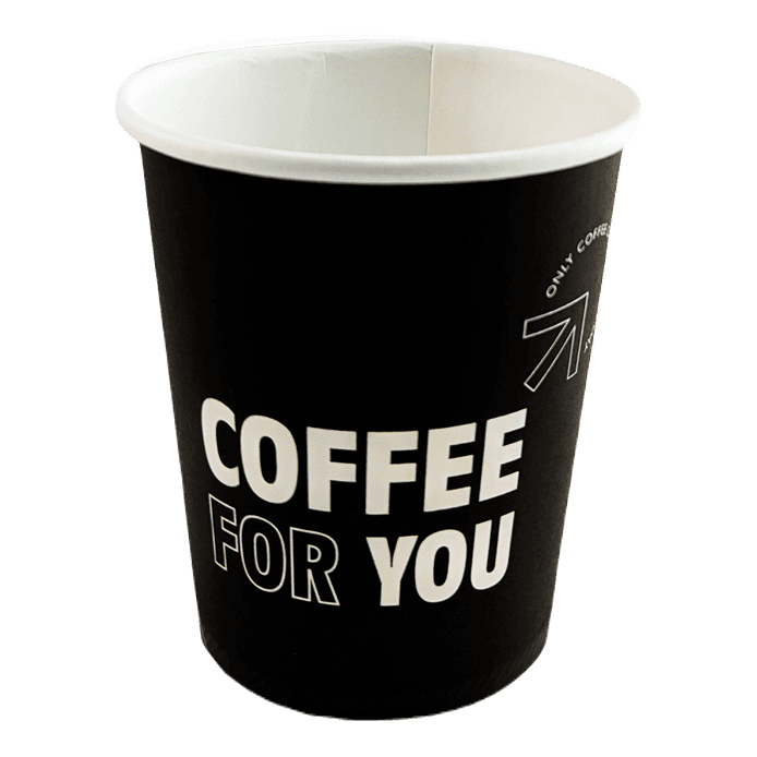 Стакан бумажный 250 мл Черный "COFFEE FOR YOU" D-80 мм ЕСО
