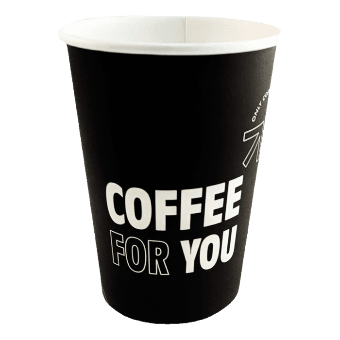 Стакан бумажный 350 мл Черный "COFFEE FOR YOU" D-90 мм ЕСО