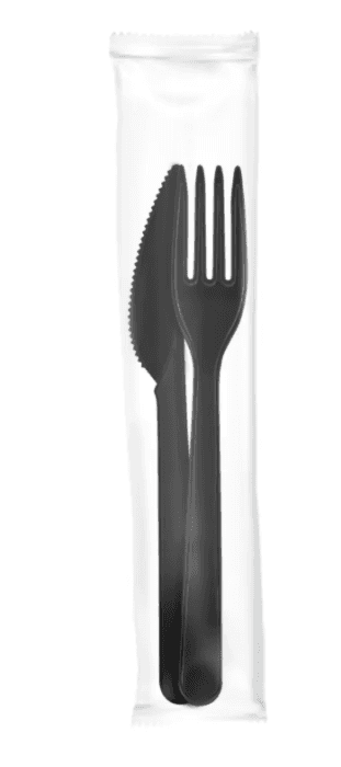 Набор одноразовый пластиковый Вилка + Нож черные Премиум