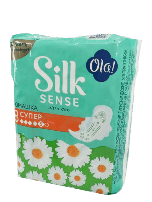 Прокладки "Ola!" Silk Sense Ultra deo ультратонкие для обильных выделений, 5 капель, в инд. упаковке, ромашка (8 шт.упак)