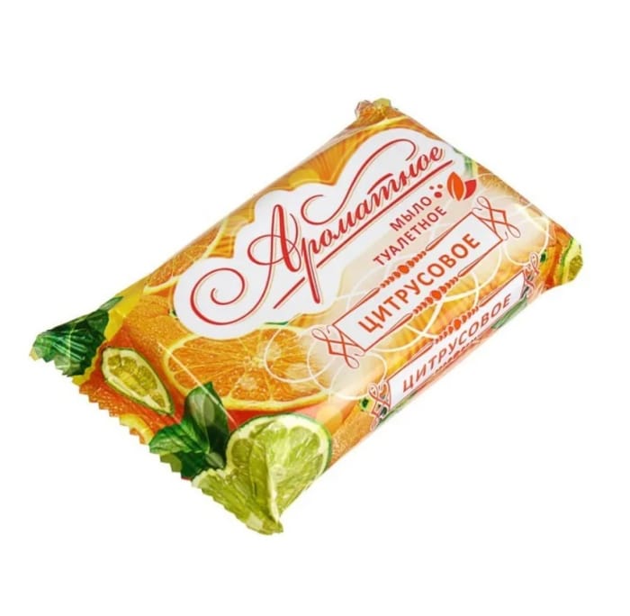 Мыло кусковое 100 г туалетное "АРОМАТНОЕ", Цитрусовое Мыло кусковое 100 г туалетное "АРОМАТНОЕ", Цитрусовое